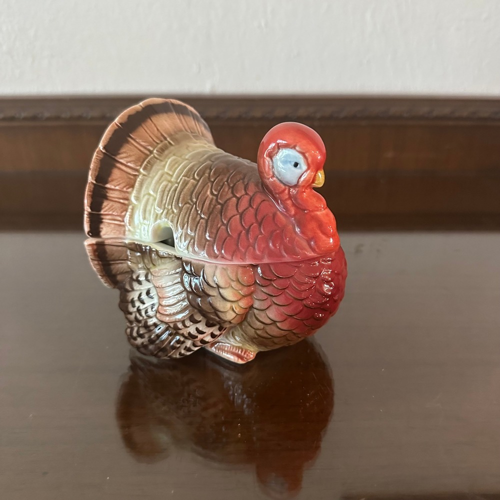 Vintage Otagiri Ceramic Turkey Bowl with Lid Thanksgiving Decor‎
